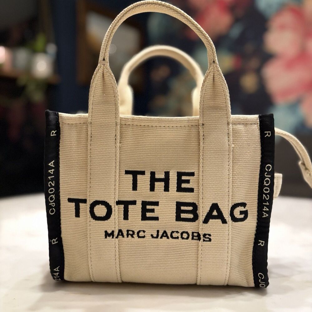 Marc Jacobs The Jacquard Small Tote Bag Warm Sand Beige Crossbody M0017025